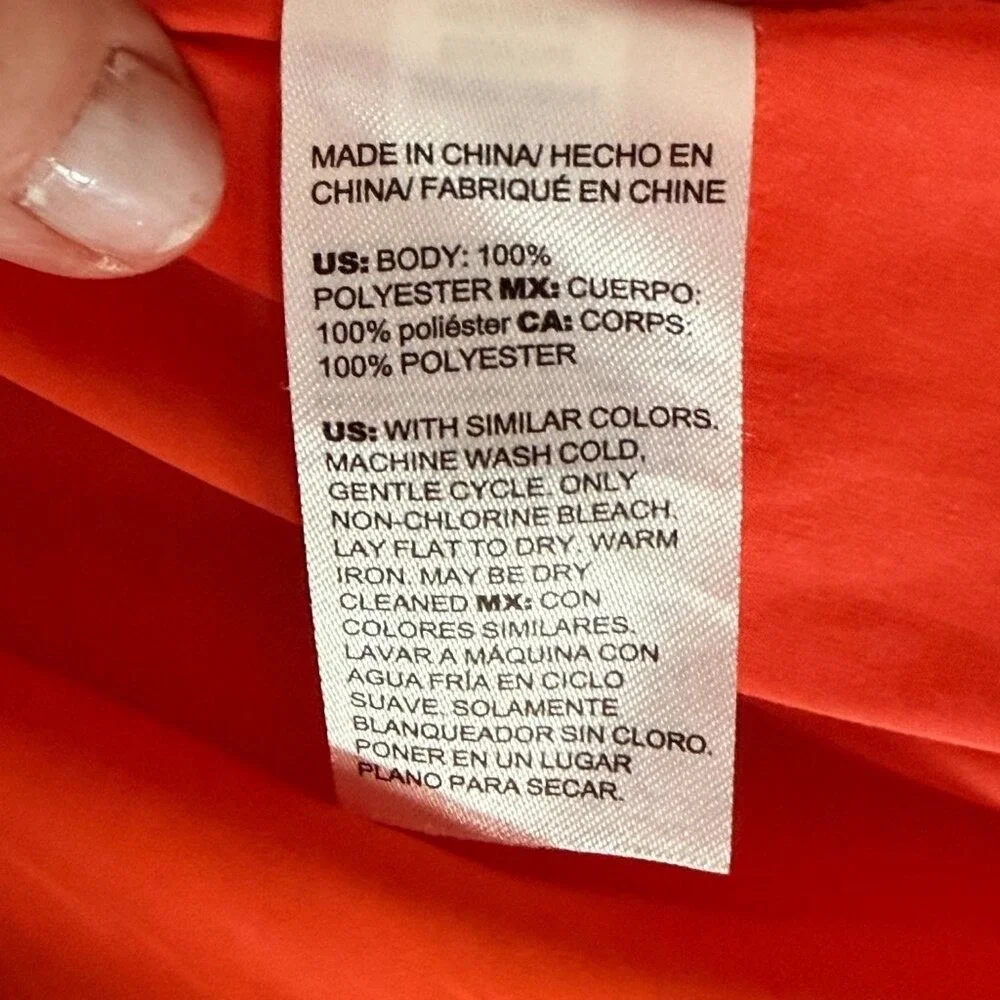 Chico's Pleated Ruffle Blouse Size 2 L‎ Orange Excellent